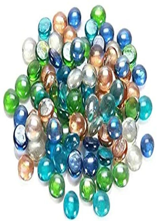 Parakh Multicolour Flat Round Marbles Aquarium Pebbles for Vase Fillers, Glass Gems Stone, Table Scatter, Landscaping, Aquarium Fish Tank, Party Decoration, Crystal Rocks 400gm - Image 1